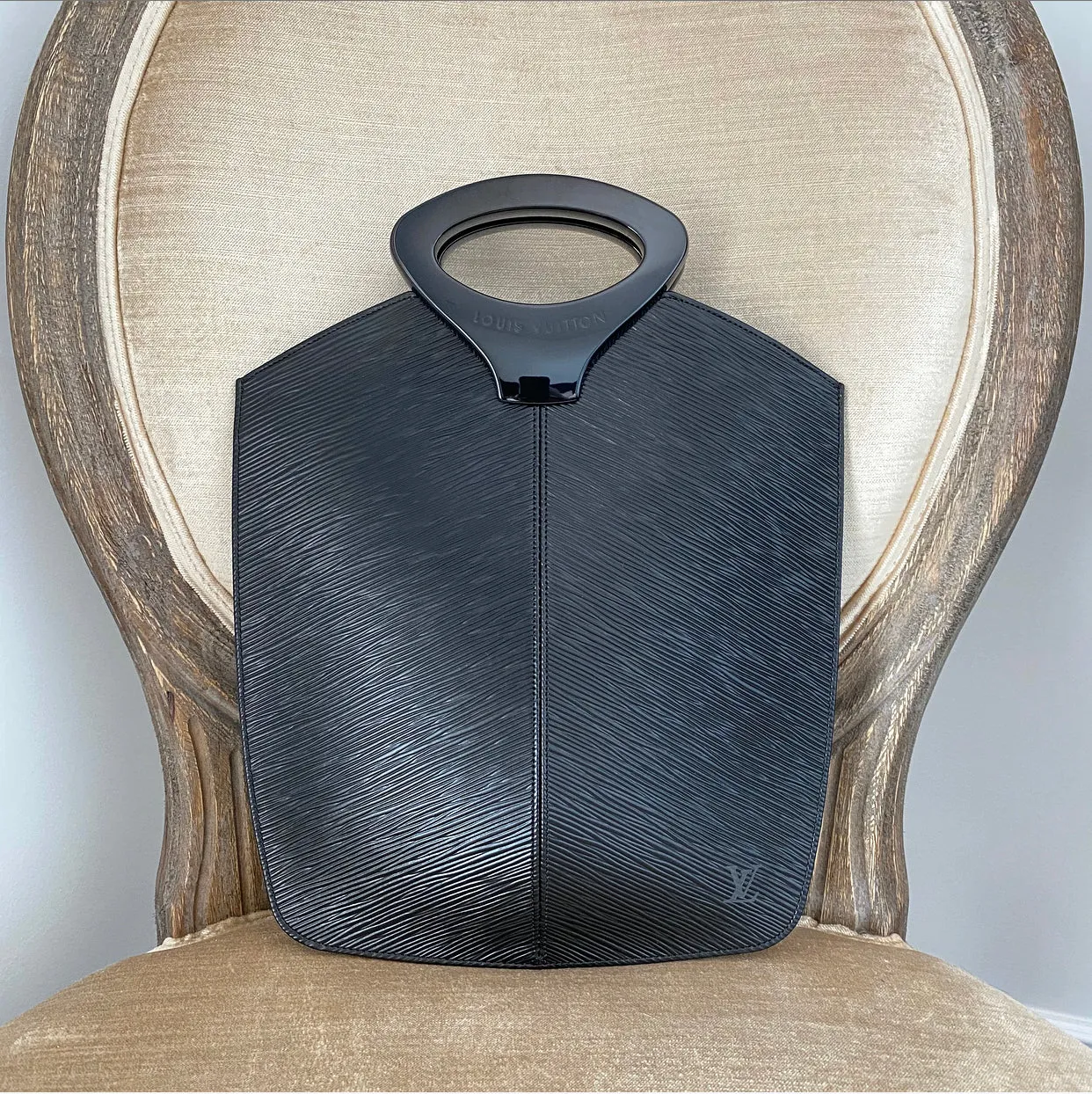Louis Vuitton Vintage Black Epi Demi Lune Acrylic Handle Tote Bag